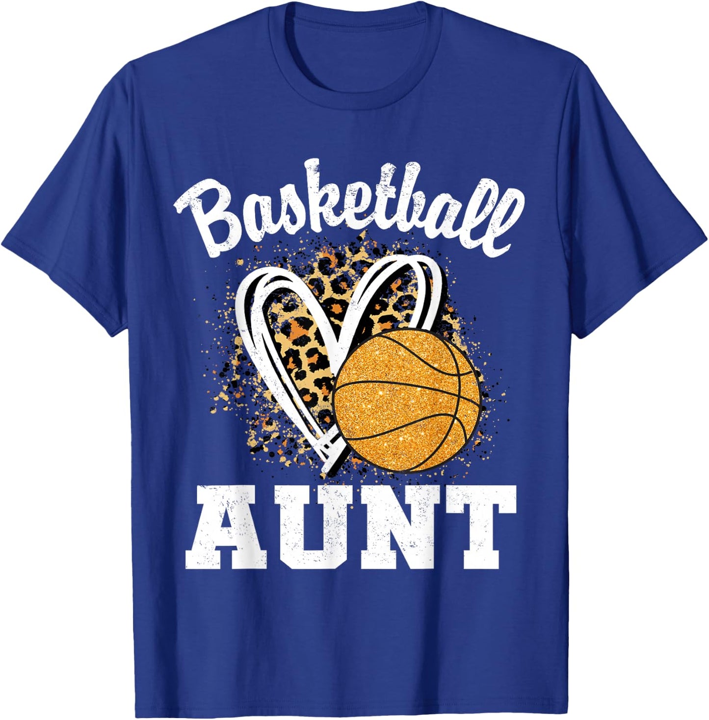 Basketball Aunt Leopard Heart T-Shirt - T-Shirt | Royal