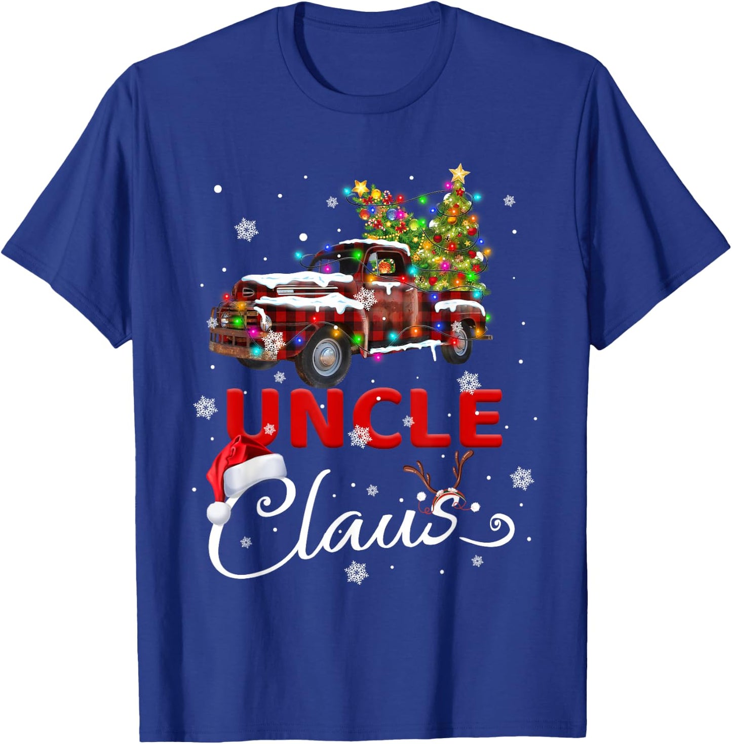 Uncle Claus Truck Santa Christmas Family Santa Men Women T-Shirt - T-Shirt | Royal