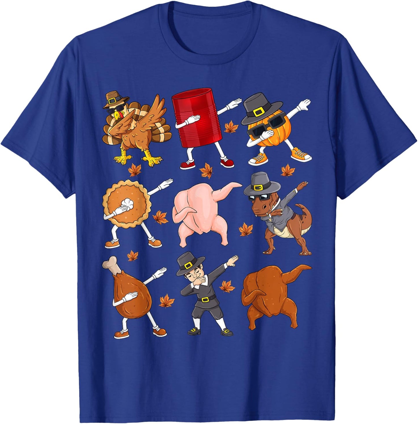Dabbing Turkey T Rex Pilgrim Thanksgiving Boys Kid Funny Dab T-Shirt - T-Shirt | Royal
