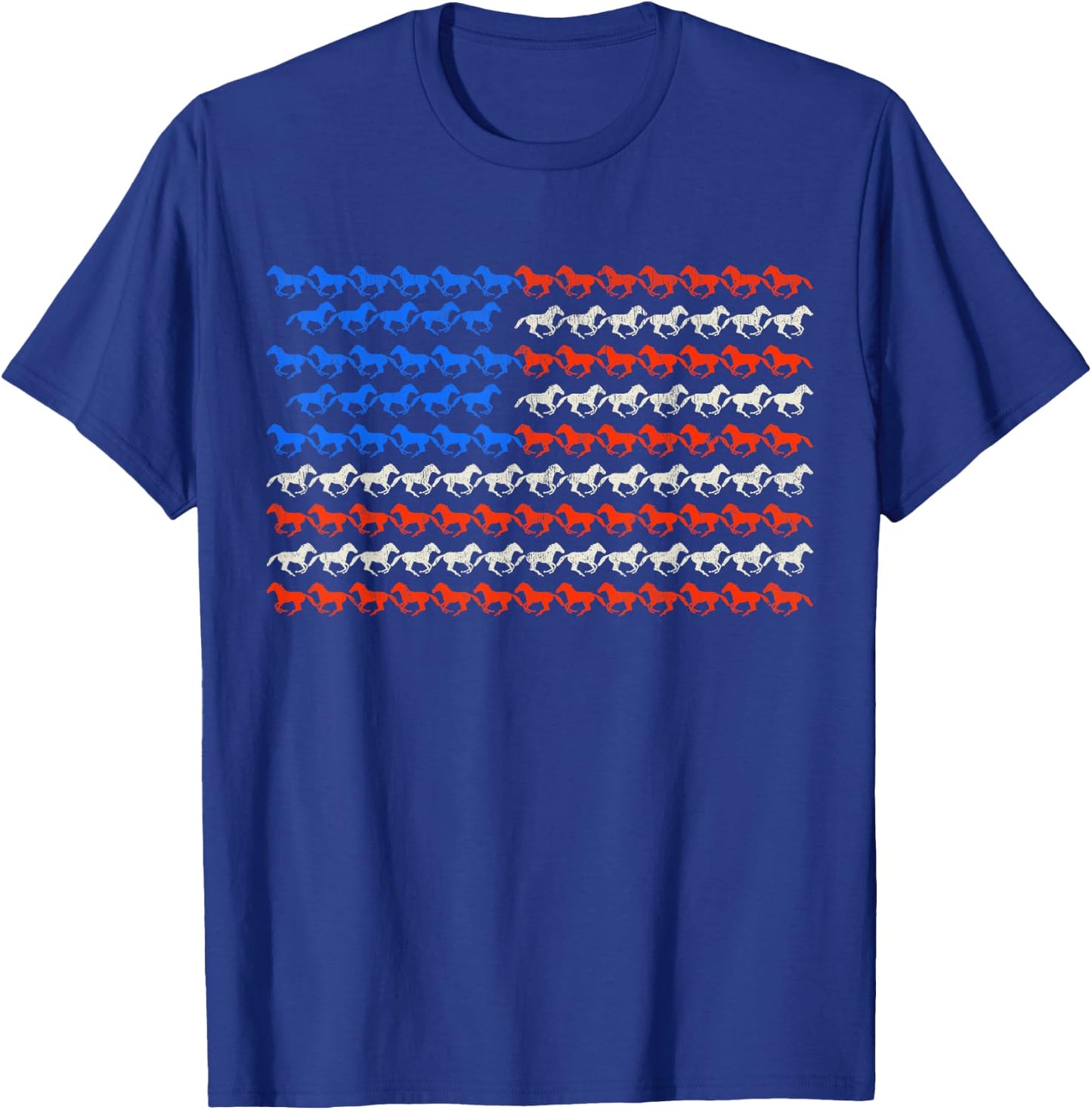 4th of July American Flag Horseback Riding Horse USA Flag T-Shirt - T-Shirt | Royal