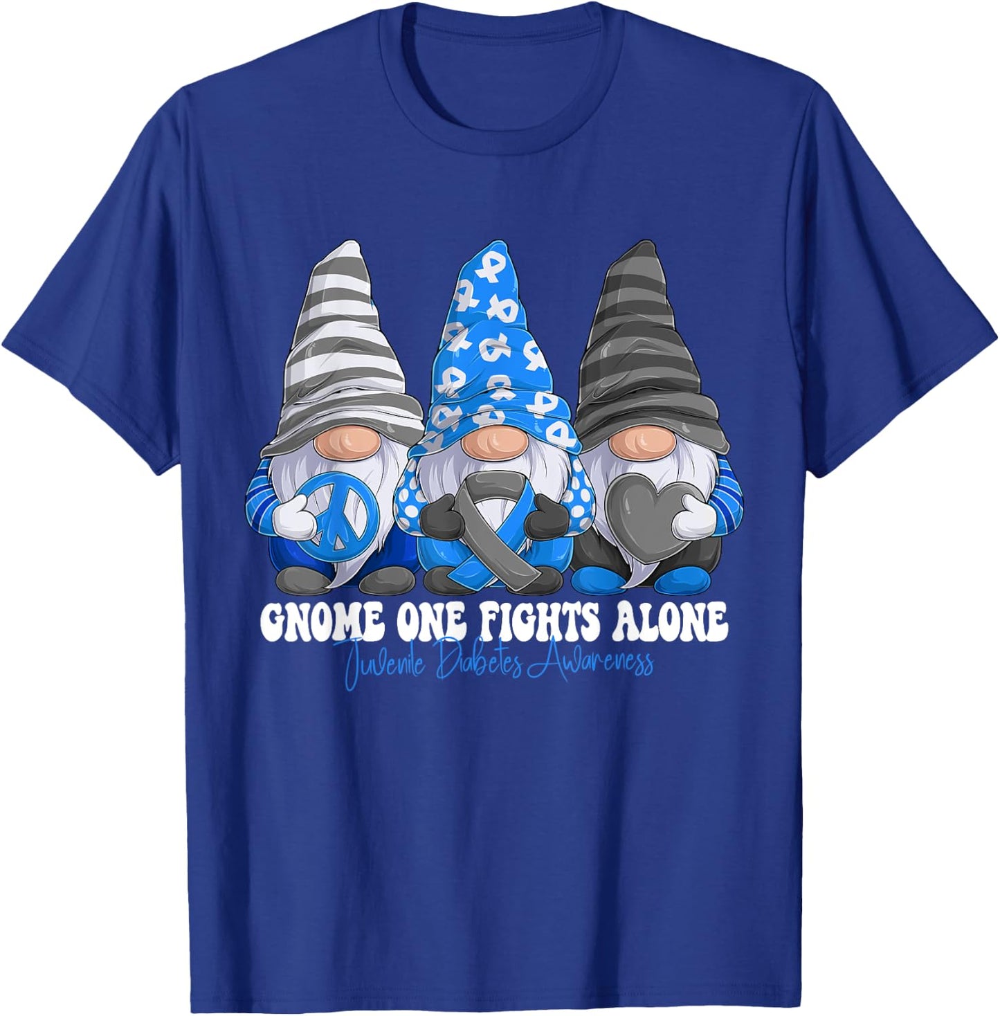 Funny Gnomies Juvenile Diabetes Awareness Month Ribbon T-Shirt - T-Shirt | Royal