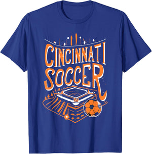 Cincinnati Soccer Cincy Futbol Cool 'NATI Skyline T-Shirt - T-Shirt | Royal