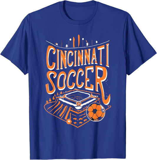 Cincinnati Soccer Cincy Futbol Cool 'NATI Skyline T-Shirt - T-Shirt | Royal