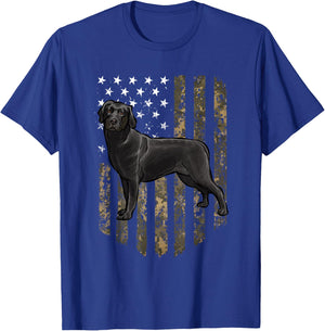 Camo American Flag Black Labrador Retriever 4th of July USA T-Shirt - T-Shirt | Royal