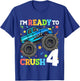 Kids Monster Truck Shark 4th Birthday Boy Toddler 4 Four Year Old T-Shirt - T-Shirt | Royal