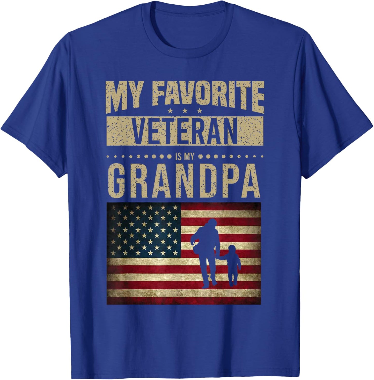 My Favorite Veteran Is My Grandpa American Flag Veteran Day T-Shirt - T-Shirt | Royal