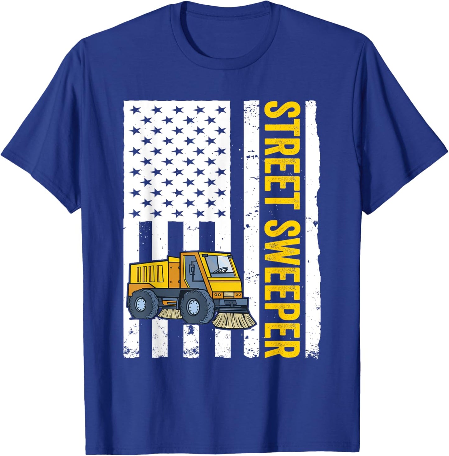Street Sweeper Truck USA Flag Street Sweeper Women Men T-Shirt - T-Shirt | Royal