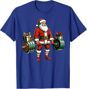 Funny santa Weightlifting christmas, santa deadlifting T-Shirt - T-Shirt | Royal