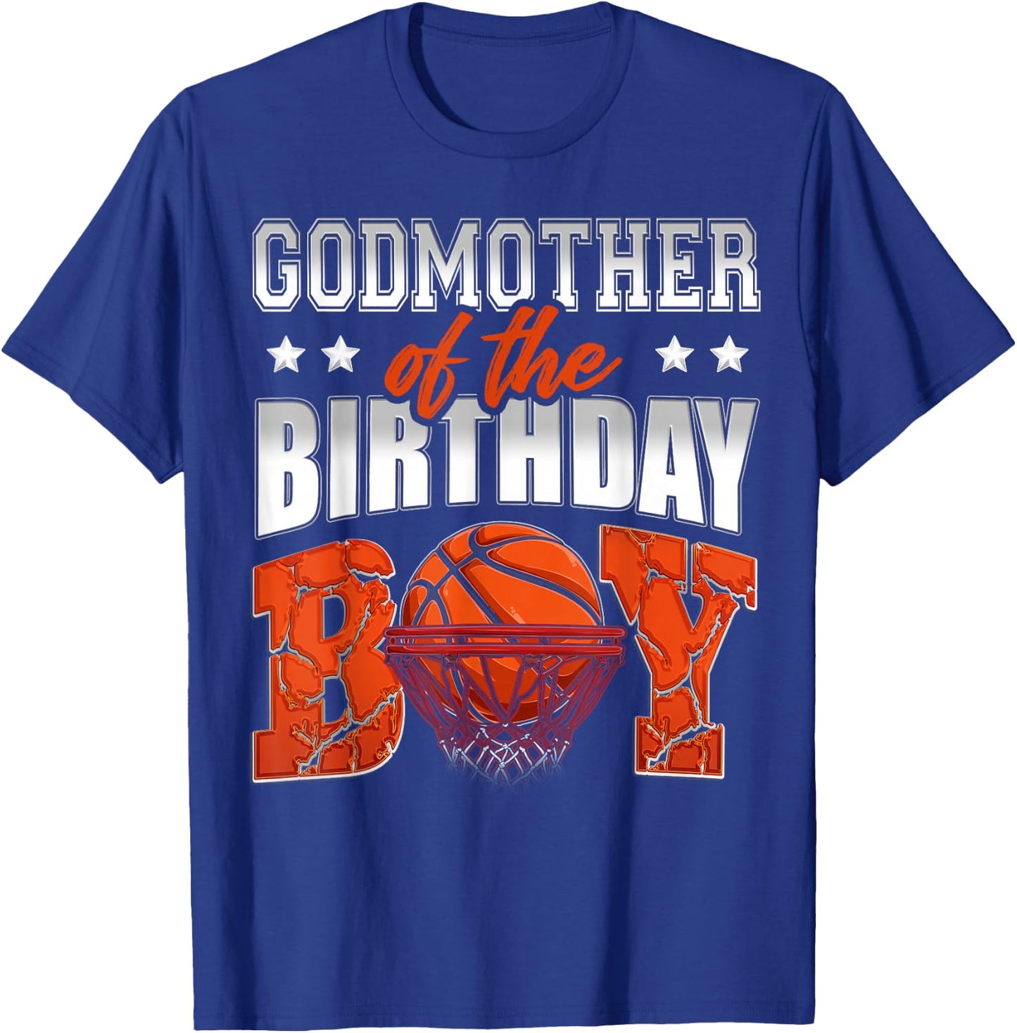 GODMOTHER Of The Birthday Boy Basketball Family Baller Party T-Shirt - T-Shirt | Royal