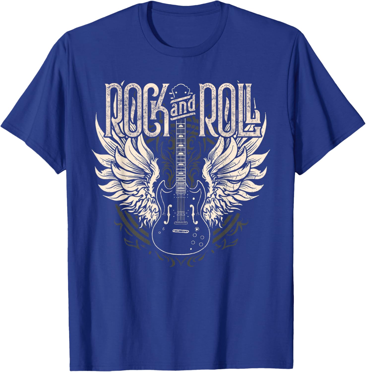 Rock and Roll Electric Guitar Wings Music Concert Guitarist T-Shirt - T-Shirt | Royal
