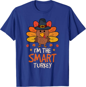 I'm the Smart Turkey Thanksgiving 2024 Family Autumn Fall T-Shirt - T-Shirt | Royal