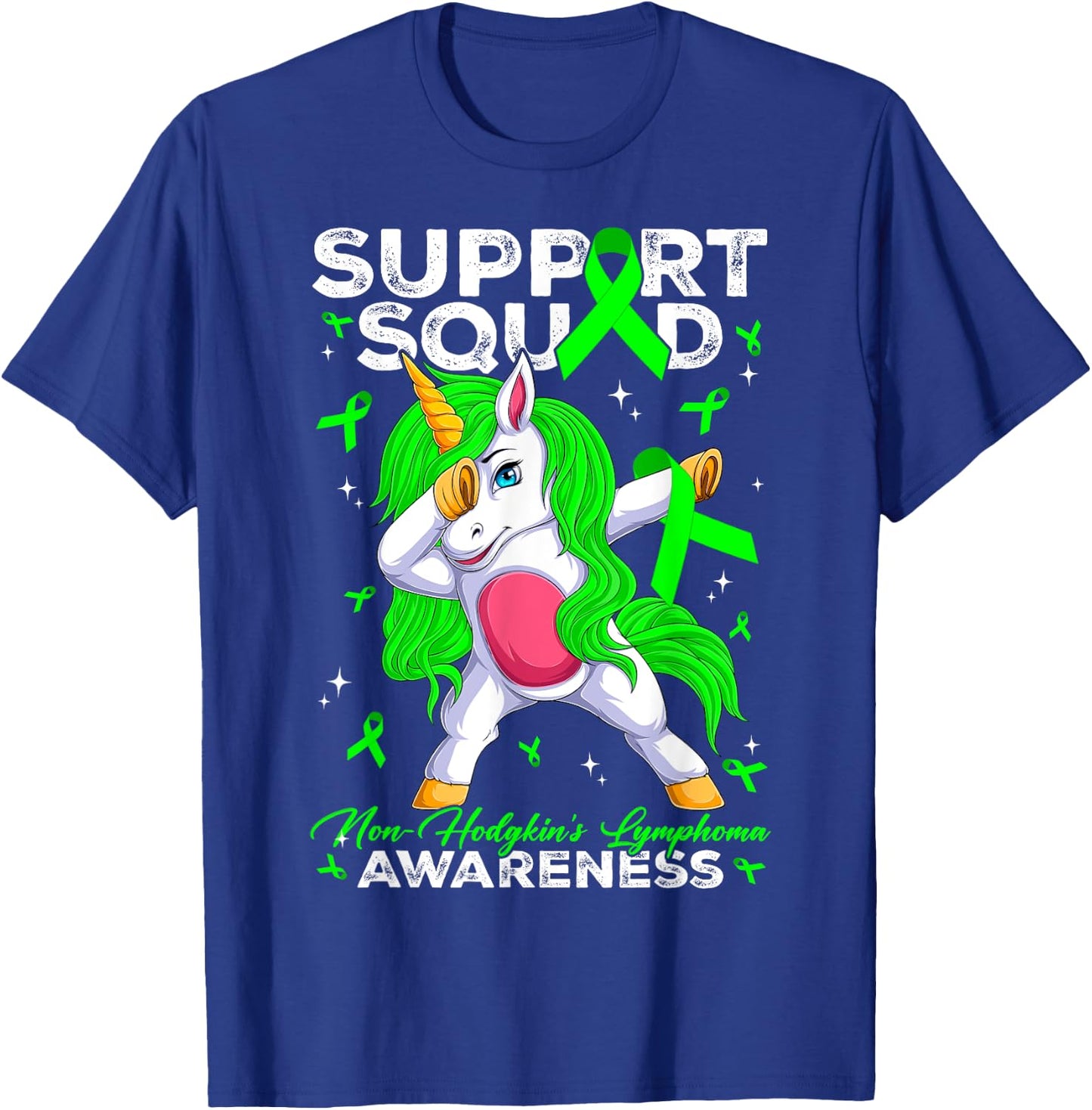 Support Squad Non-Hodgkin's Lymphoma Awareness Month Unicorn T-Shirt - T-Shirt | Royal