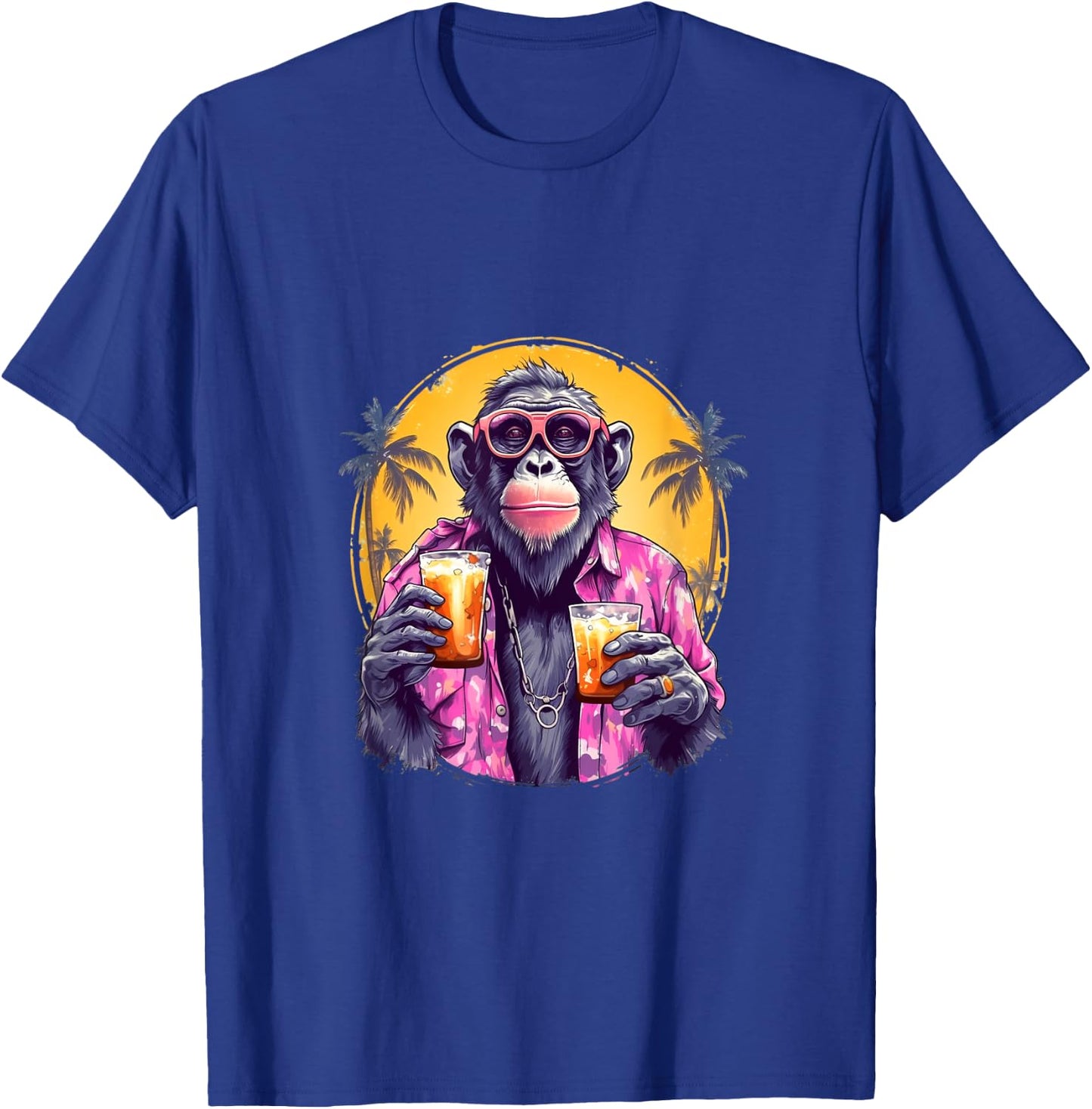 Monkey Drinking Beer Funny Beer Drinker Drunk Gorilla Ape T-Shirt - T-Shirt | Royal