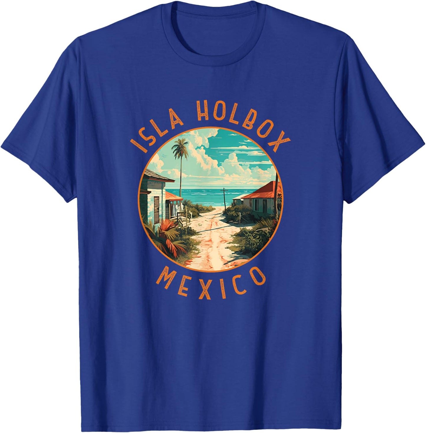 Isla Holbox Mexico Distressed Circle T-Shirt - T-Shirt | Royal