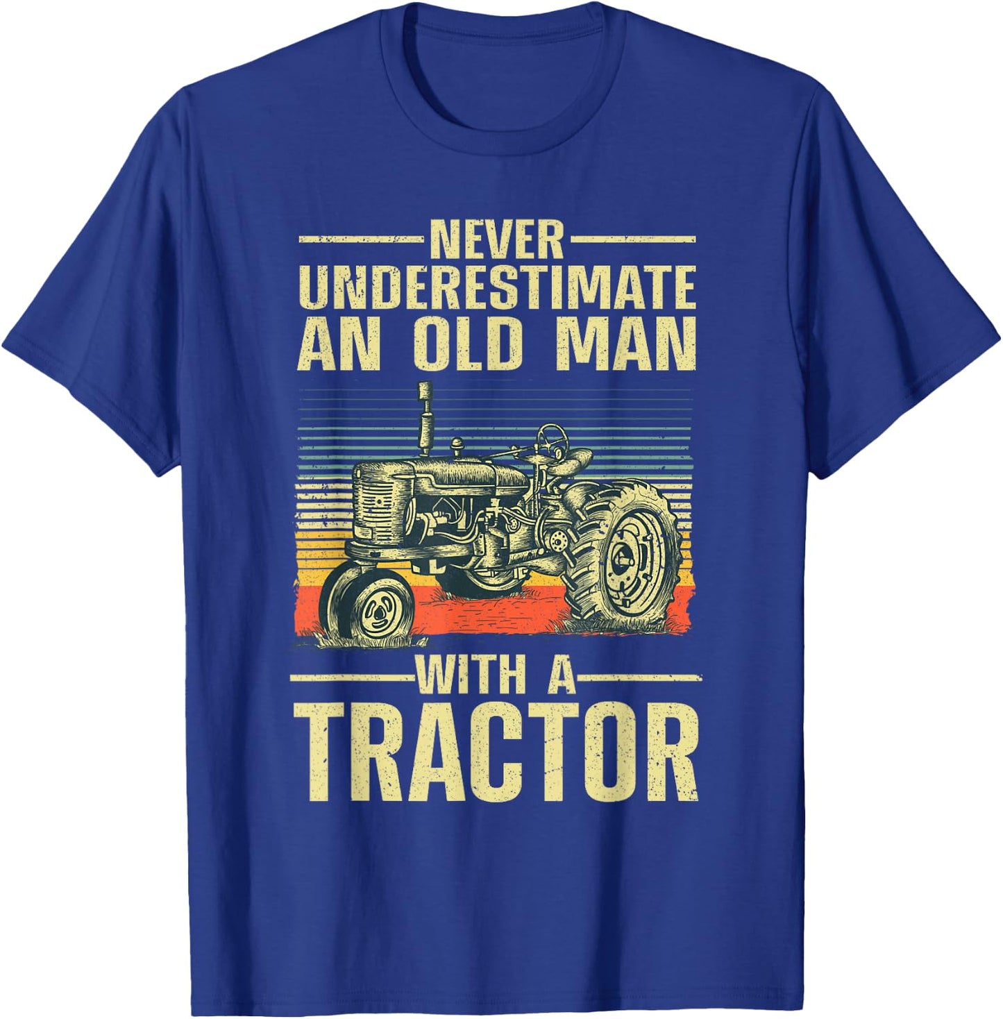 Cool Tractor Design for Grandpa Men Tractor Driver Farming Small T-Shirt - T-Shirt | Royal