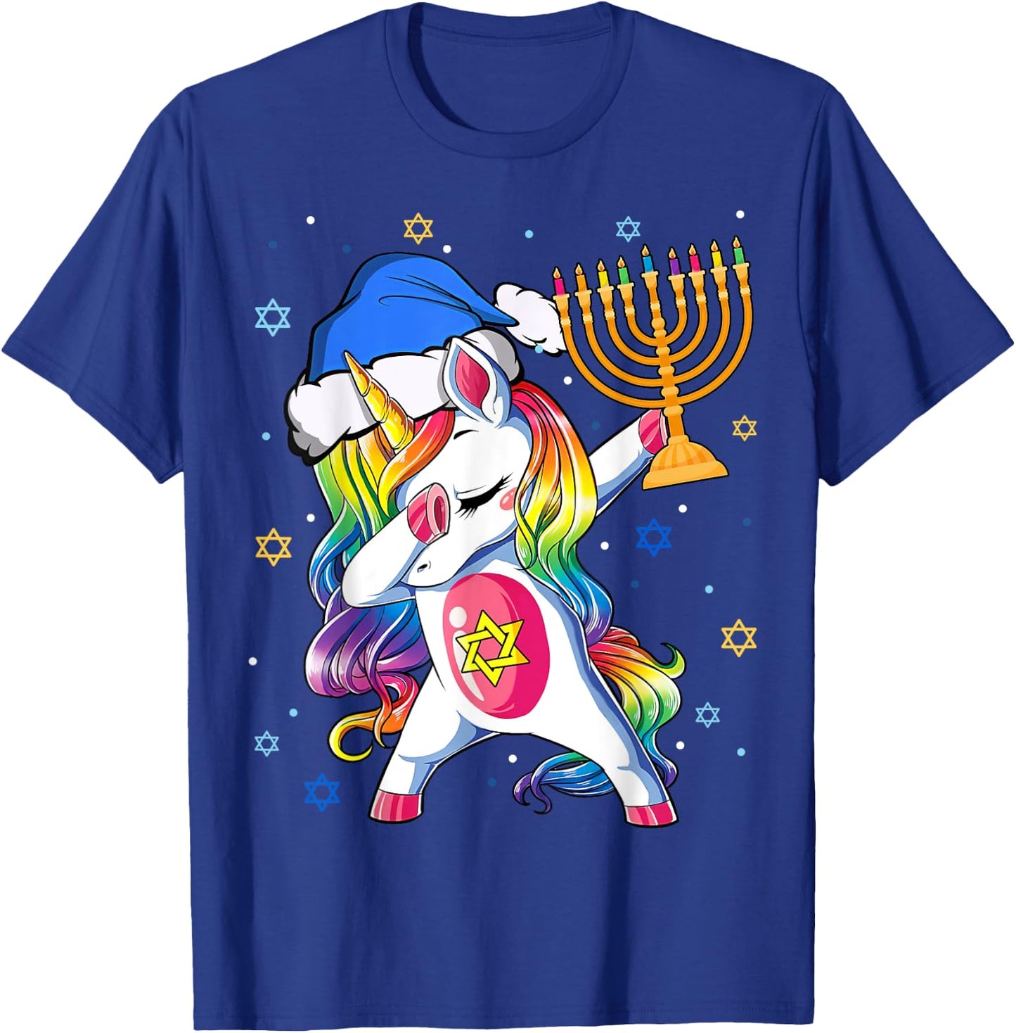 Jewnicorn Funny Hanukkah Unicorn Gift Girl Women Pajamas T-Shirt - T-Shirt | Royal