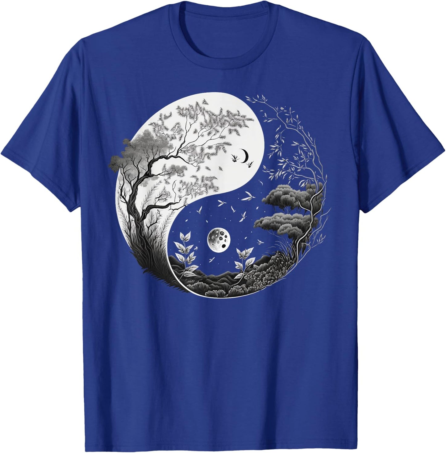 Black and White Taoism Yin Yang on Nature Taijitu Yin Yang T-Shirt - T-Shirt | Royal