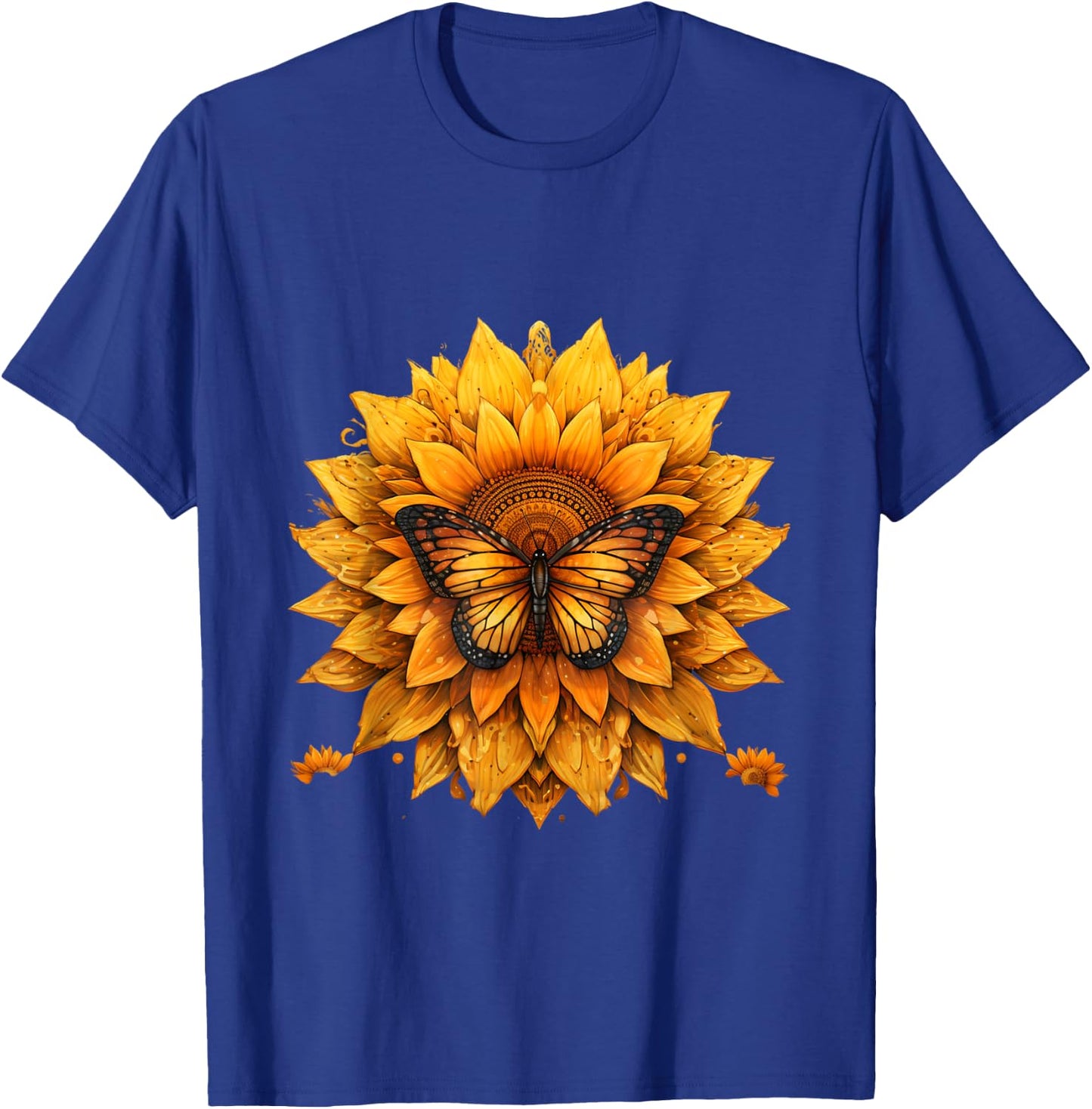 Sunflower butterfly floral vintage cool graphic T-Shirt - T-Shirt | Royal