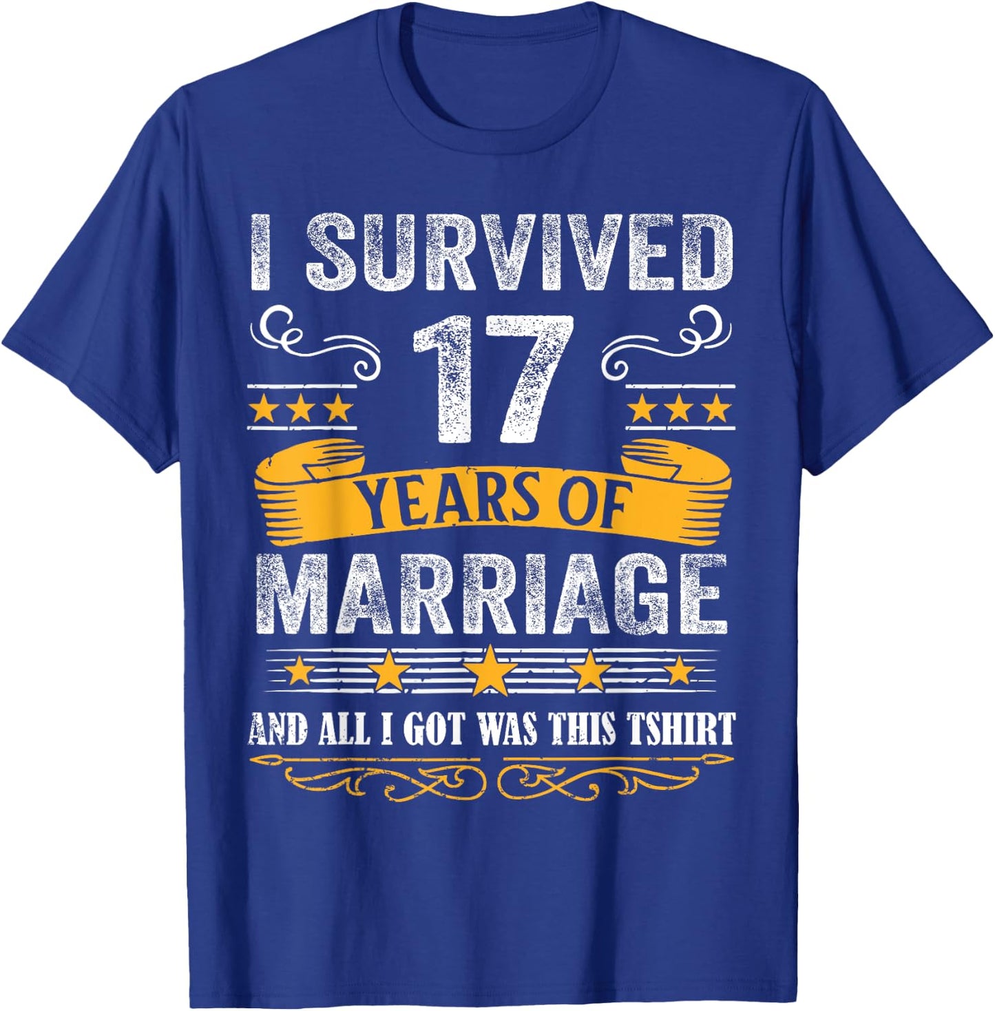 17th Wedding Anniversary shirt Couples Husband Wife 17 Years T-Shirt - T-Shirt | Royal