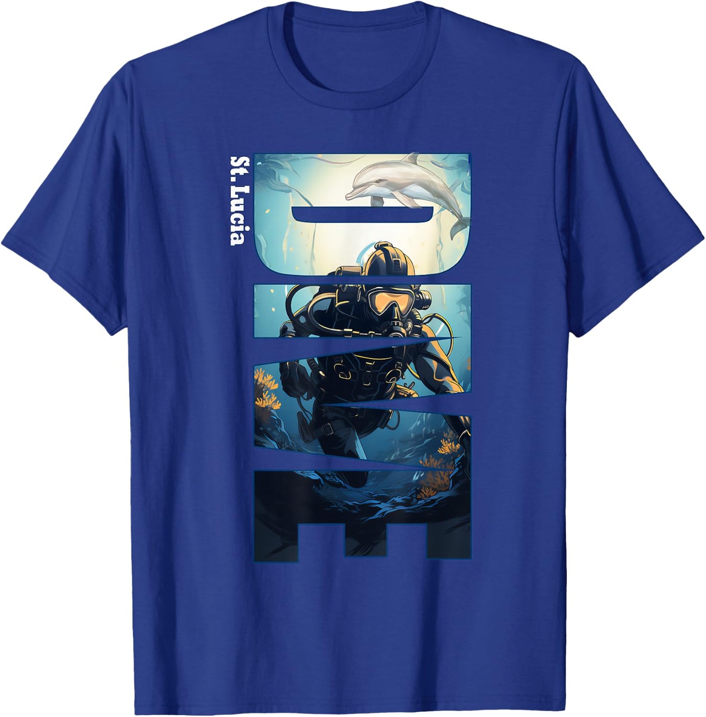 DIVE St. Lucia SCUBA Diving Snorkeling T-Shirt - T-Shirt | Royal