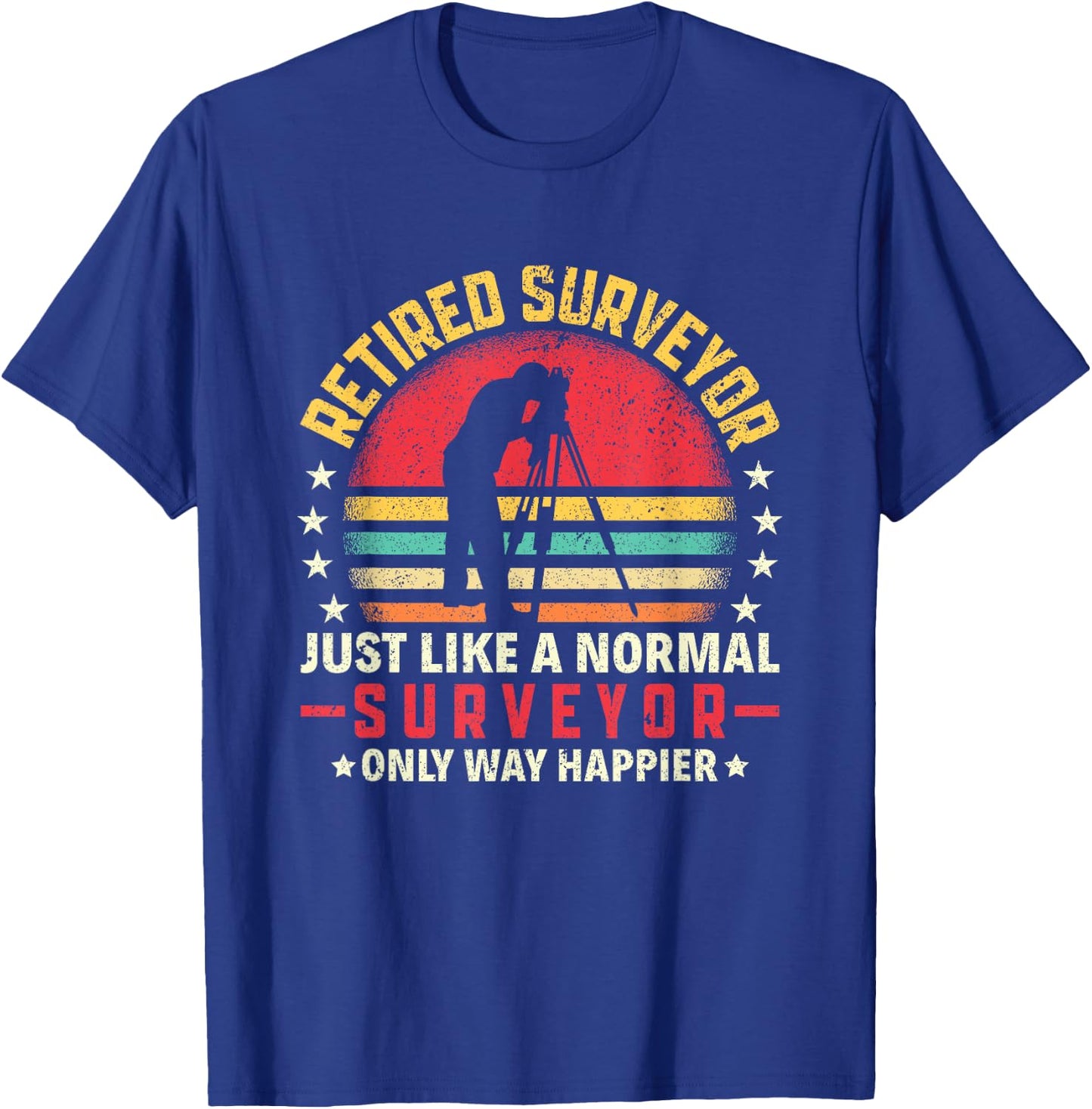 Retired Land Surveyor Land Examiner Engineer Surveying T-Shirt - T-Shirt | Royal
