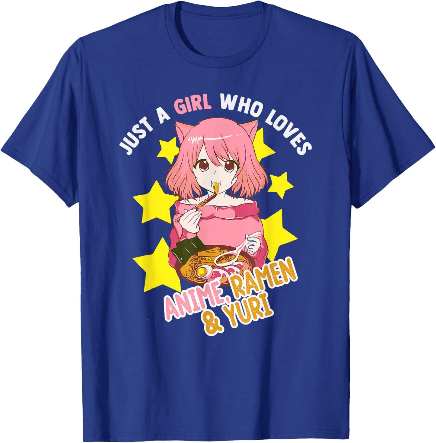 Just A Girl Who Loves Anime Ramen Yuri Lesbian Otaku Weeb T-Shirt - T-Shirt | Royal