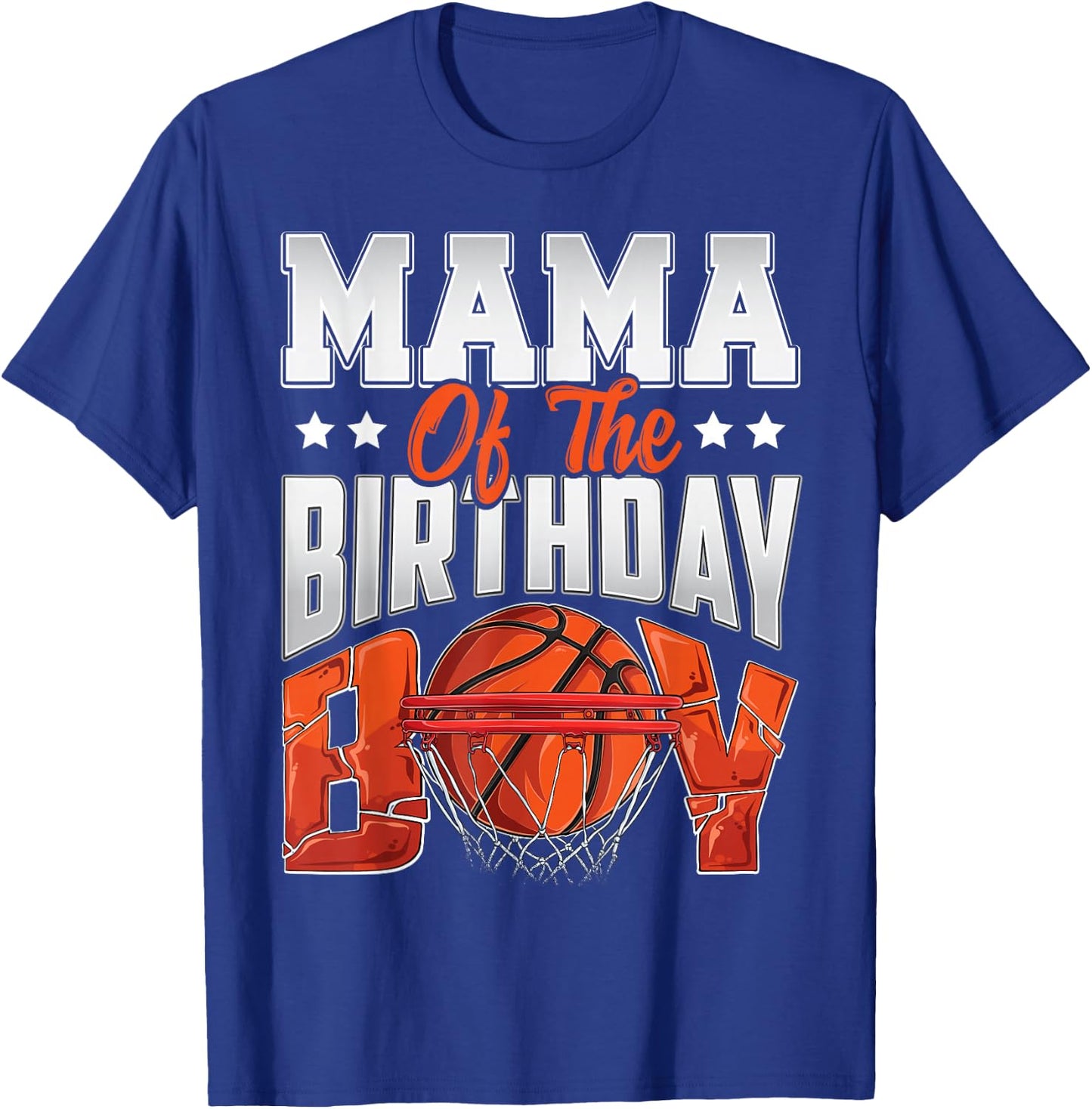 Mama Basketball Birthday Boy Family Baller b-Day Party T-Shirt - T-Shirt | Royal