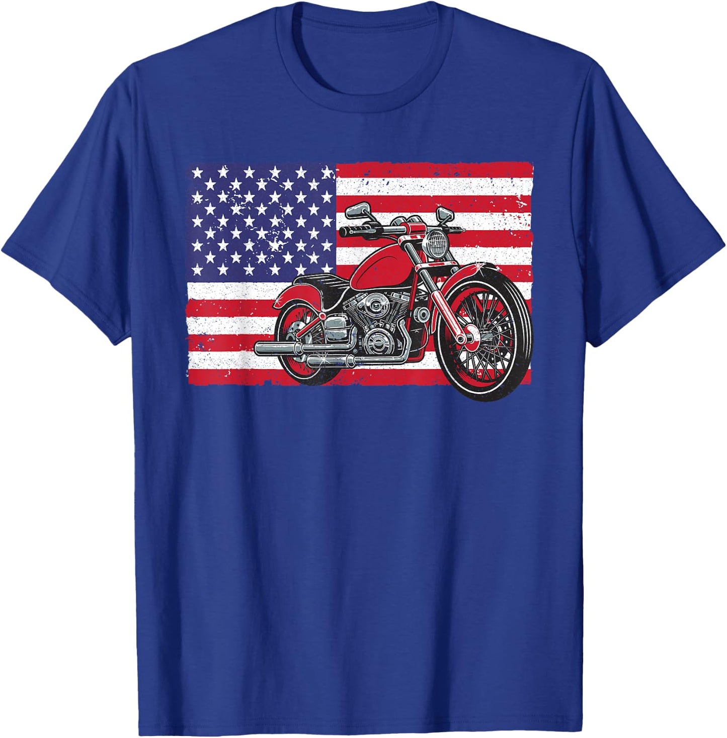 Cool Vintage Motorcycle Women American Flag Biker T-Shirt - T-Shirt | Royal