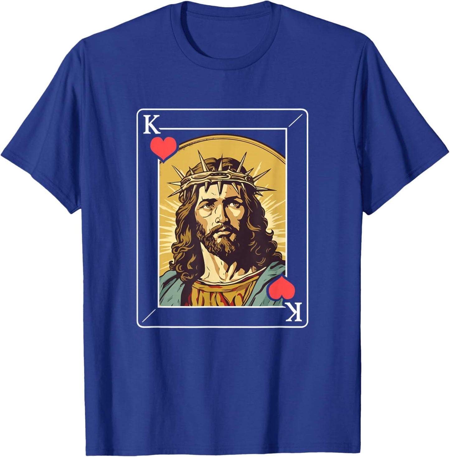 Jesus King of Hearts Card T-Shirt - T-Shirt | Royal