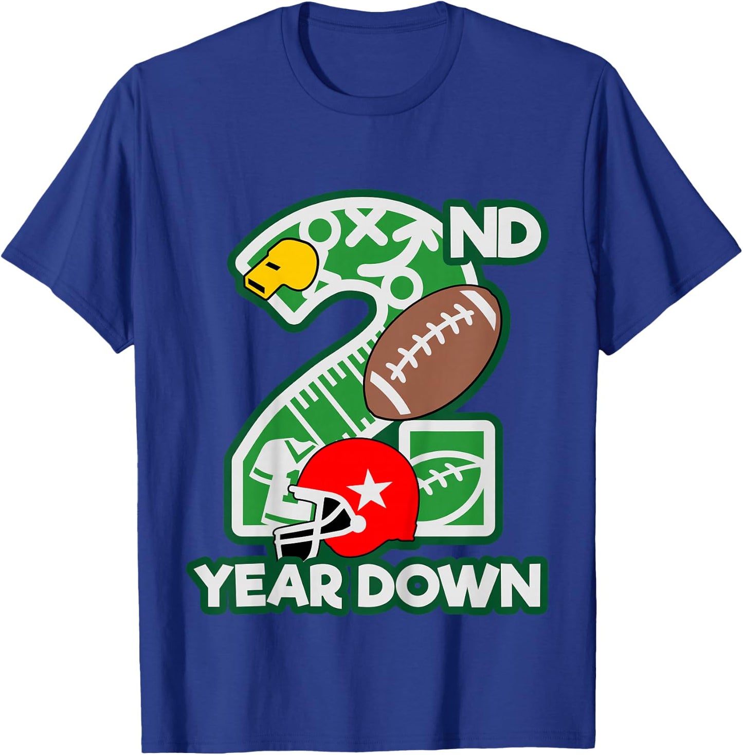 Kids 2nd birthday football theme party shirt 2 year old boy girl T-Shirt - T-Shirt | Royal