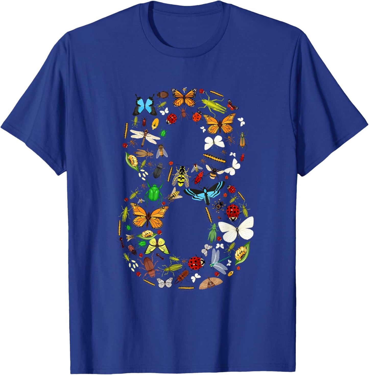 8 Years Old Eight Bug 8th Birthday Bugs Insects Boy Girl T-Shirt - T-Shirt | Royal