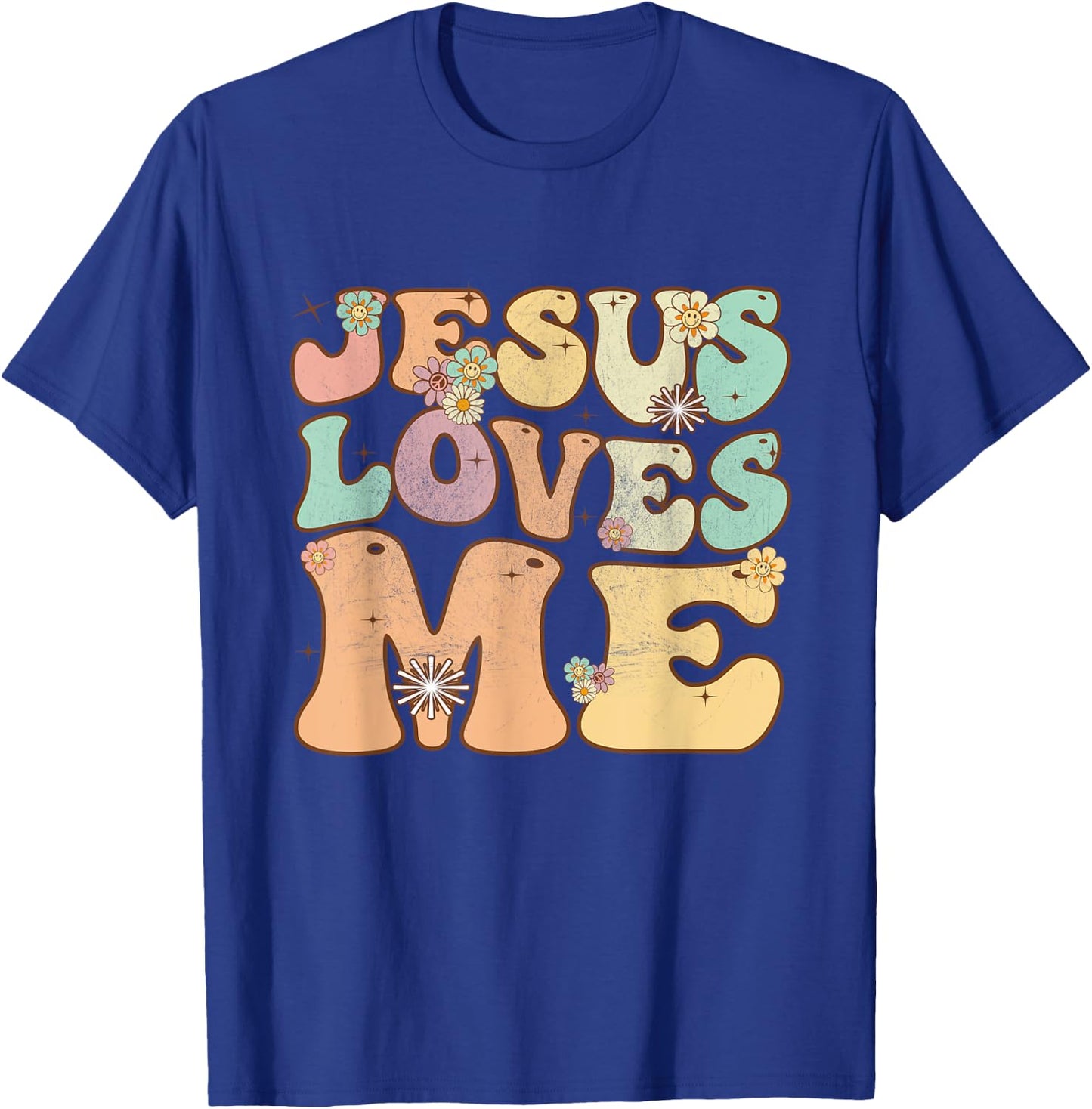 Groovy Jesus Loves Me Vintage Retro Christian T-Shirt - T-Shirt | Royal