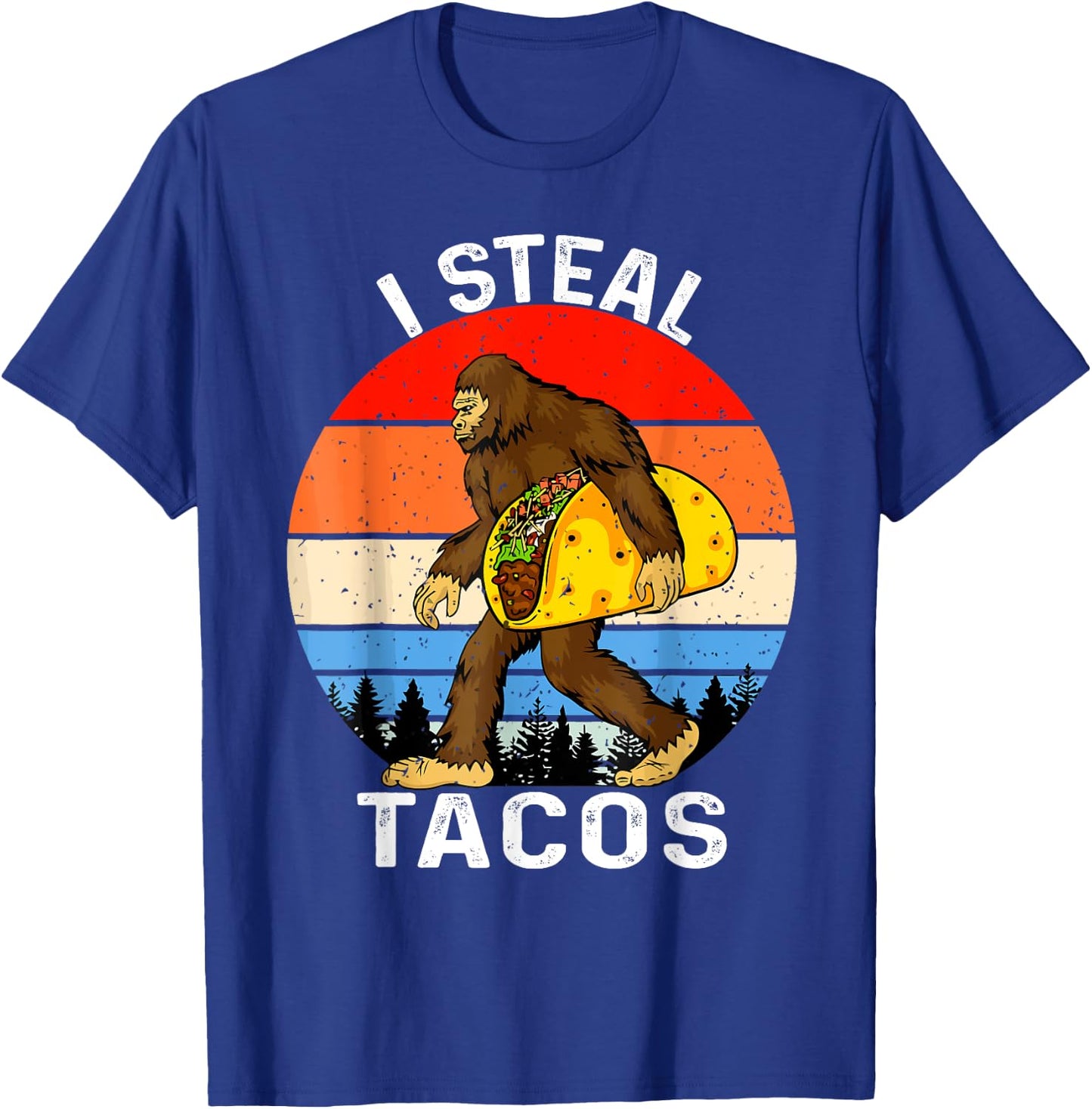 Funny I Steal Tacos Bigfoot Carrying Taco Cinco De Mayo 2025 T-Shirt - T-Shirt | Royal