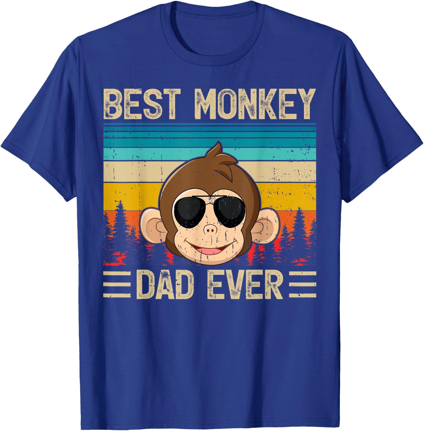 Monkey Vintage Funny Best Monkey Dad Ever Father's Day T-Shirt - T-Shirt | Royal