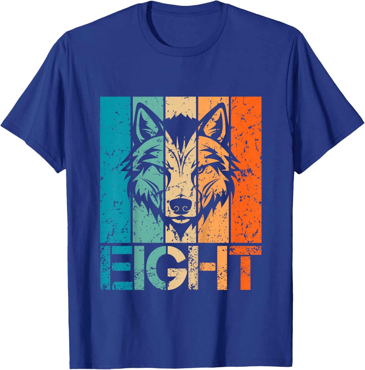 Funny 8th Wolf Birthday 8 Year Old Birthday Wolf T-Shirt - T-Shirt | Royal