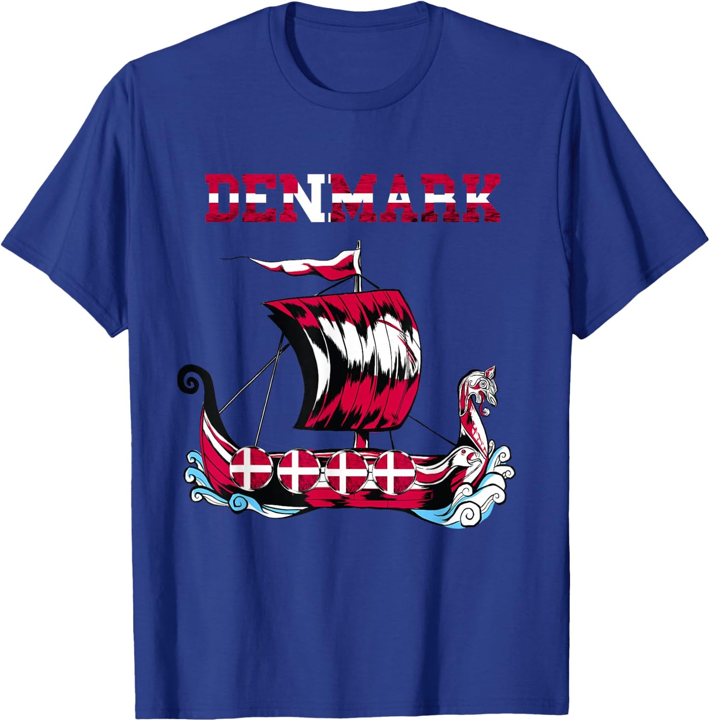 Denmark Flag Viking Ship Danes Danish Roots Dansk Denmark T-Shirt - T-Shirt | Royal