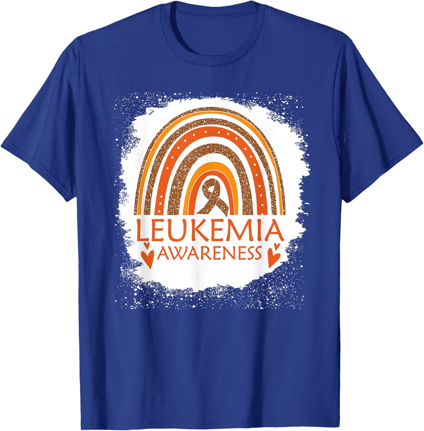 Leukemia Awareness Bleached Rainbow Orange Ribbon Men T-Shirt - T-Shirt | Royal