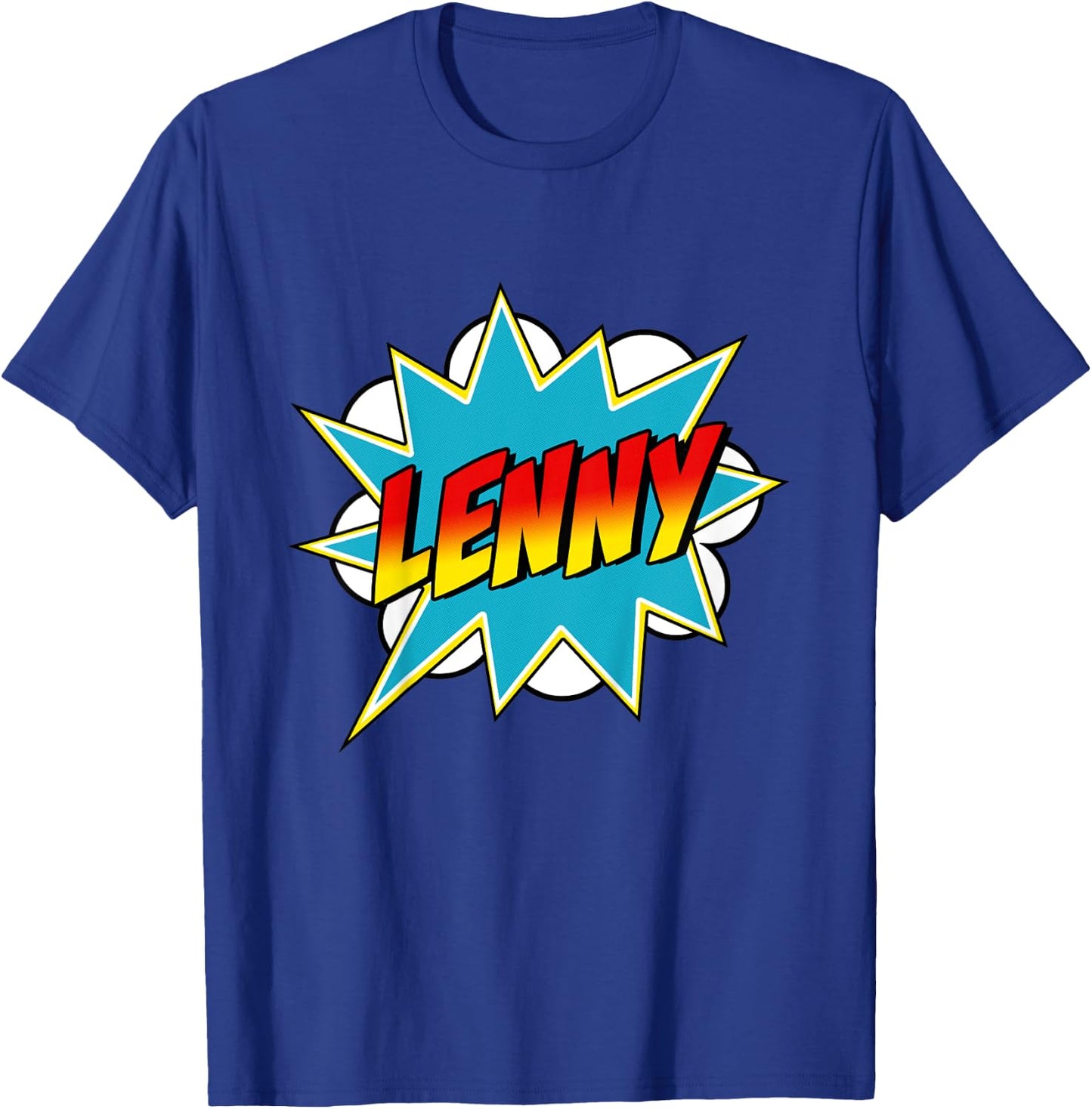 Kids Boys Lenny Name Superhero Comic Book T-Shirt - T-Shirt | Royal