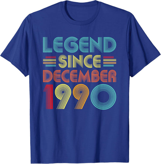 35th Birthday Idea Legend Since December 1990 35 Years Old T-Shirt - T-Shirt | Royal