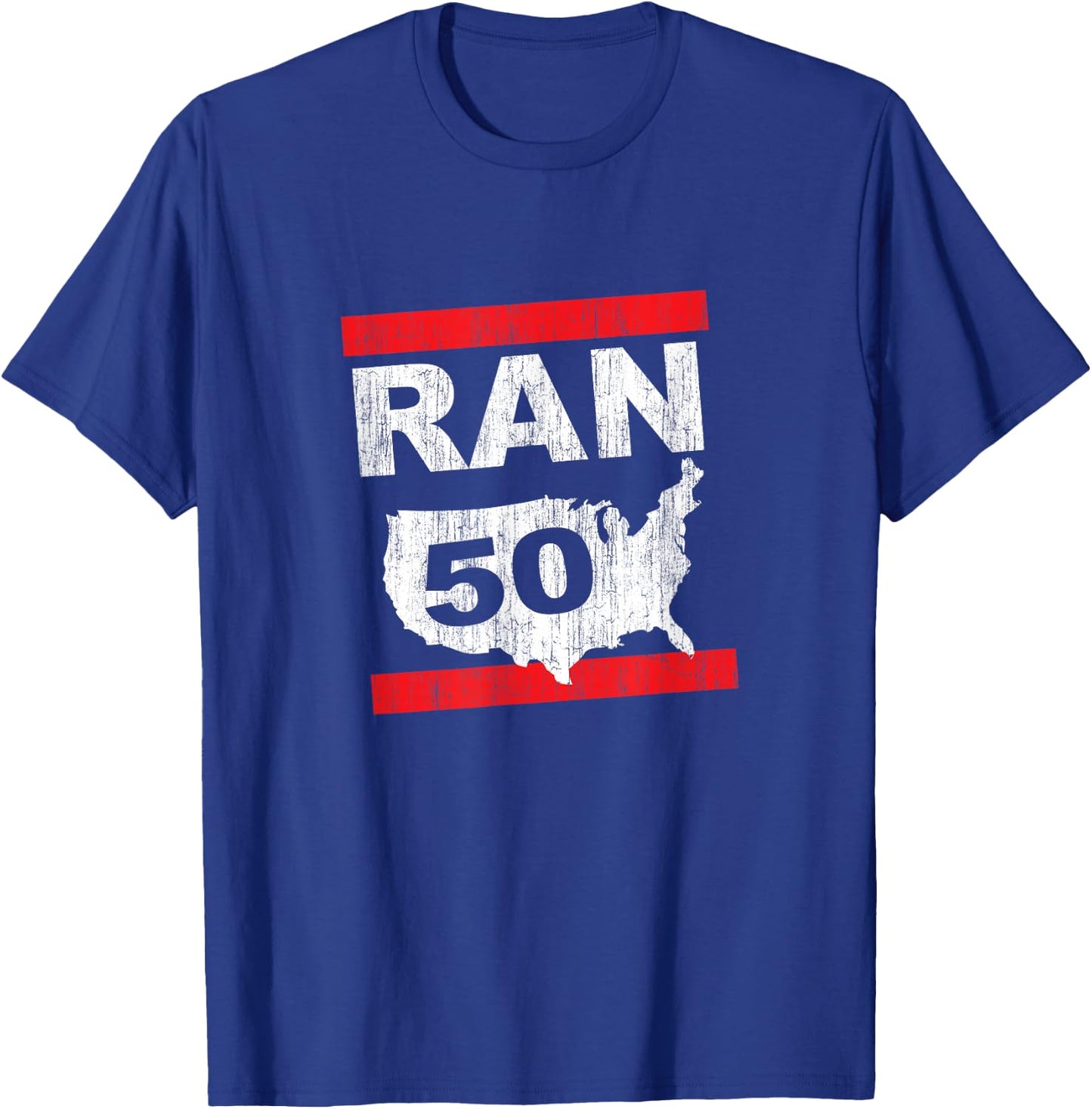 RAN 50 States Marathon Run Runner Running Inspired Design T-Shirt - T-Shirt | Royal