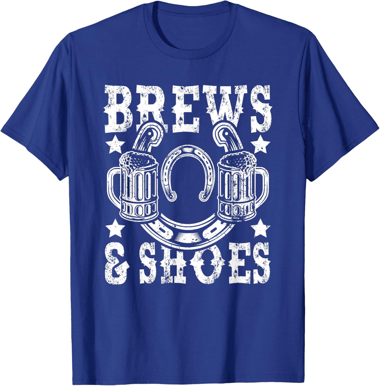Brews and Shoes Horseshoe Pitcher T-Shirt - T-Shirt | Royal