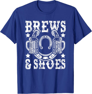 Brews and Shoes Horseshoe Pitcher T-Shirt - T-Shirt | Royal