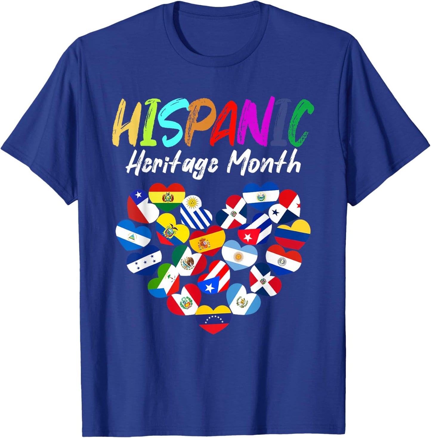 Hispanic Heritage Month All Countries Heart flags kids boys T-Shirt - T-Shirt | Royal
