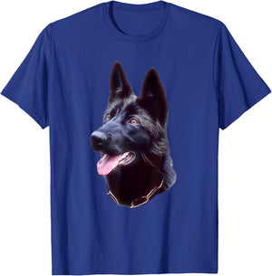 Black German shepherd portrait art, black shepherd owner T-Shirt - T-Shirt | Royal