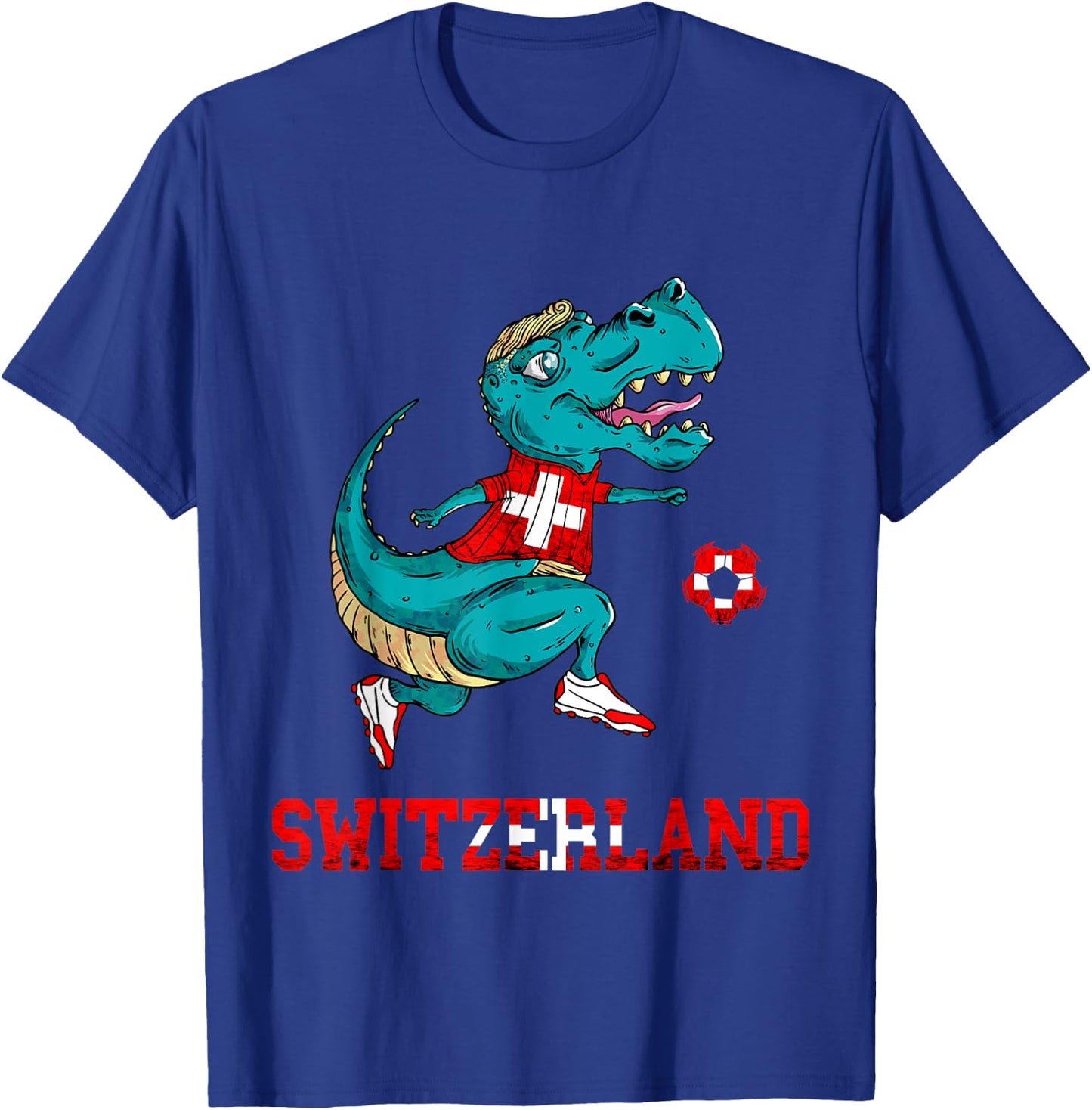 Swiss Football Team T-Rex Swiss Roots Switzerland Swiss Flag T-Shirt - T-Shirt | Royal