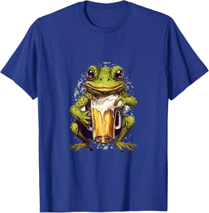 Frog Beer Drinking Funny Beer Drinker Frogs Toad Amphibian T-Shirt - T-Shirt | Royal