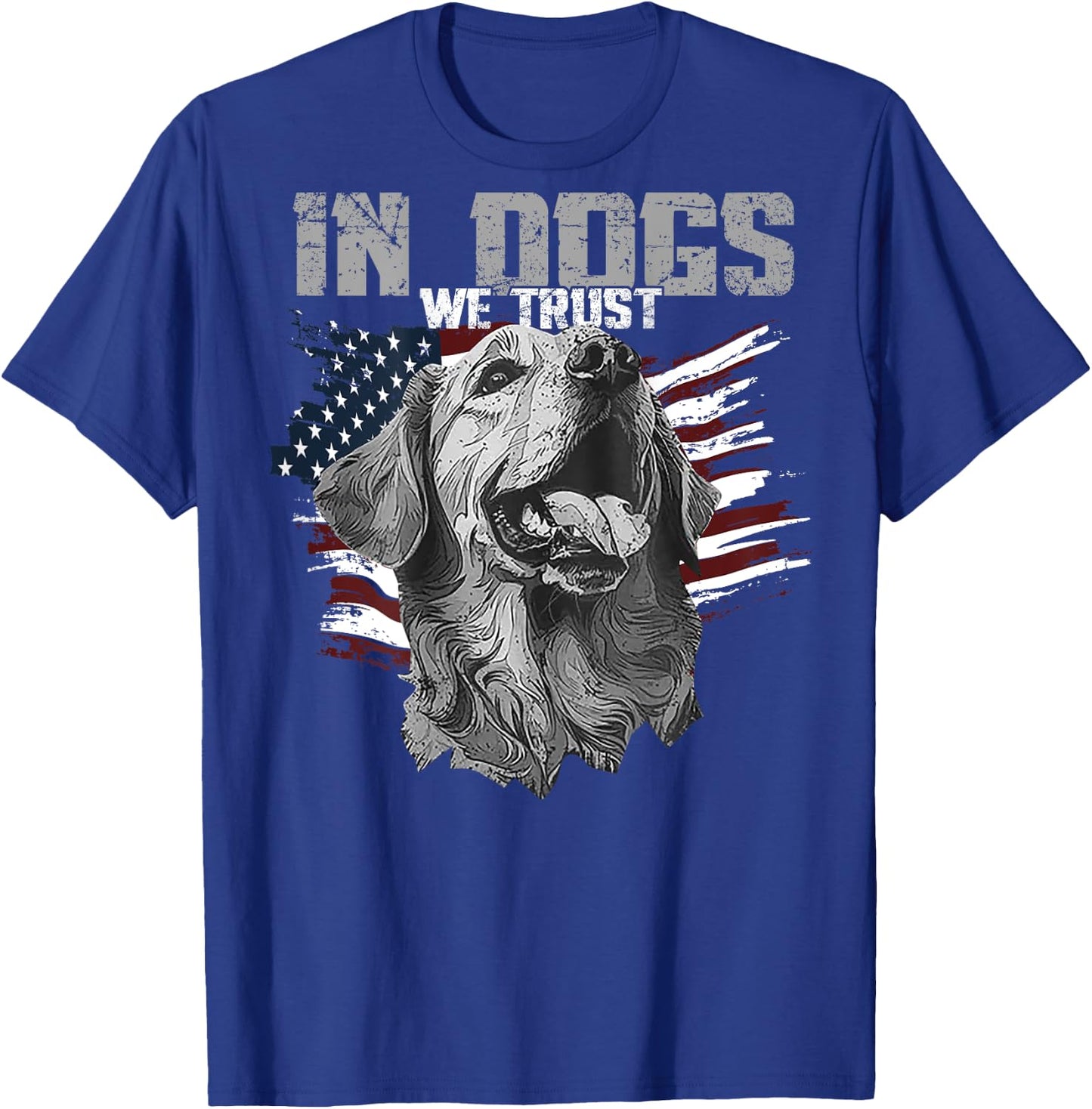 Golden Retriever In Dogs We Trust (on back) T-Shirt - T-Shirt | Royal