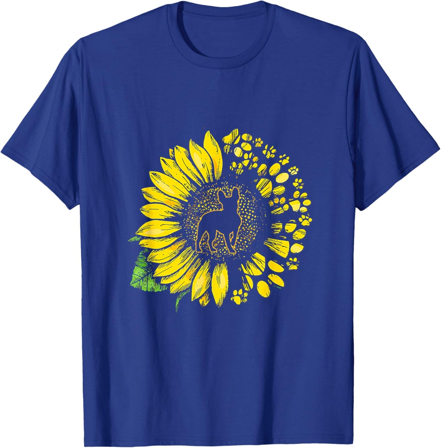 French Bulldog Sunflower With Paws Cute Dog Lover T-Shirt - T-Shirt | Royal