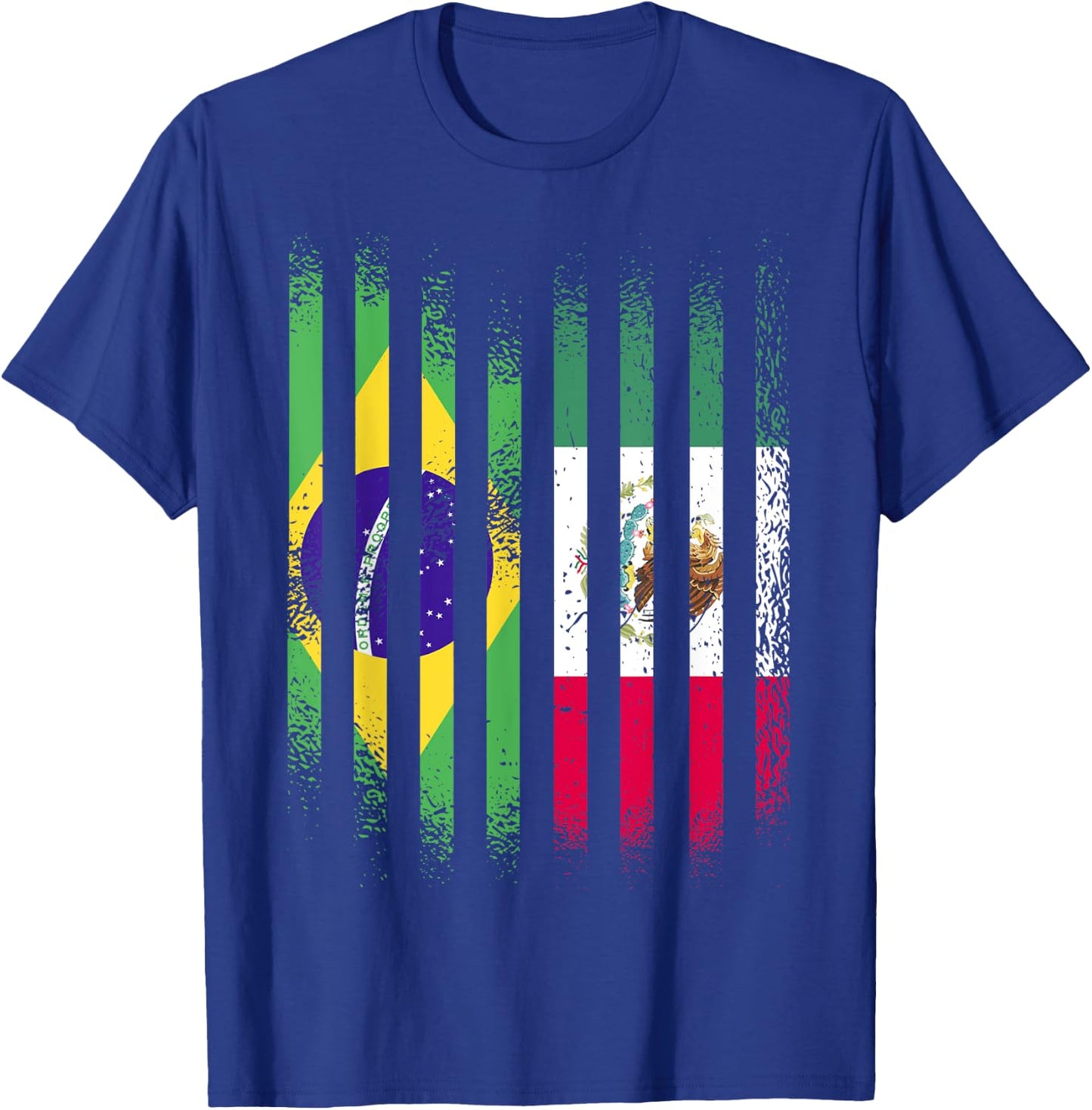 Brazil Flag Mexico Grown Country Flags Stripes T-Shirt - T-Shirt | Royal
