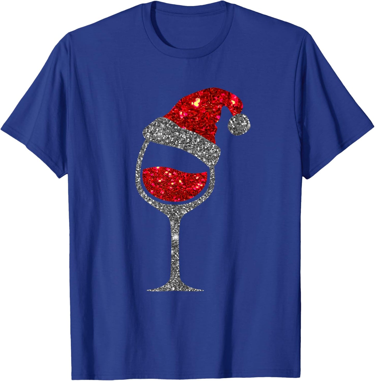 Christmas Wine Shirt - Glass of Red Wine Santa Hat Girl T-Shirt - T-Shirt | Royal